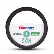 Оплетка Carfort Skin, кожа,черная, красная полоска